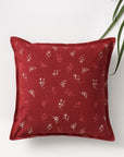 Cushion Cover – A charming cotton cushion cover in a deep red hue, delicately block-printed with floral motifs. The soft, breathable cotton fabric and traditional hand-block printing technique bring warmth and character, making it a perfect accent piece for cozy, timeless interiors