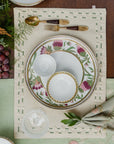 assled Table Mat – A handwoven cotton table mat, beautifully adorned with hand embroidery and delicate tassel details. Its intricate craftsmanship and refined texture bring an elegant yet artisanal charm to any dining setting.
