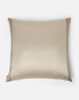 Vivia Cushion Cover – A refined blend of silk and cotton, this cushion cover showcases an intricate ikat-inspired pattern in soft sage green and ivory. Handwoven with exceptional craftsmanship, its delicate striped borders add a touch of elegance. A versatile piece that enhances both contemporary and traditional spaces.