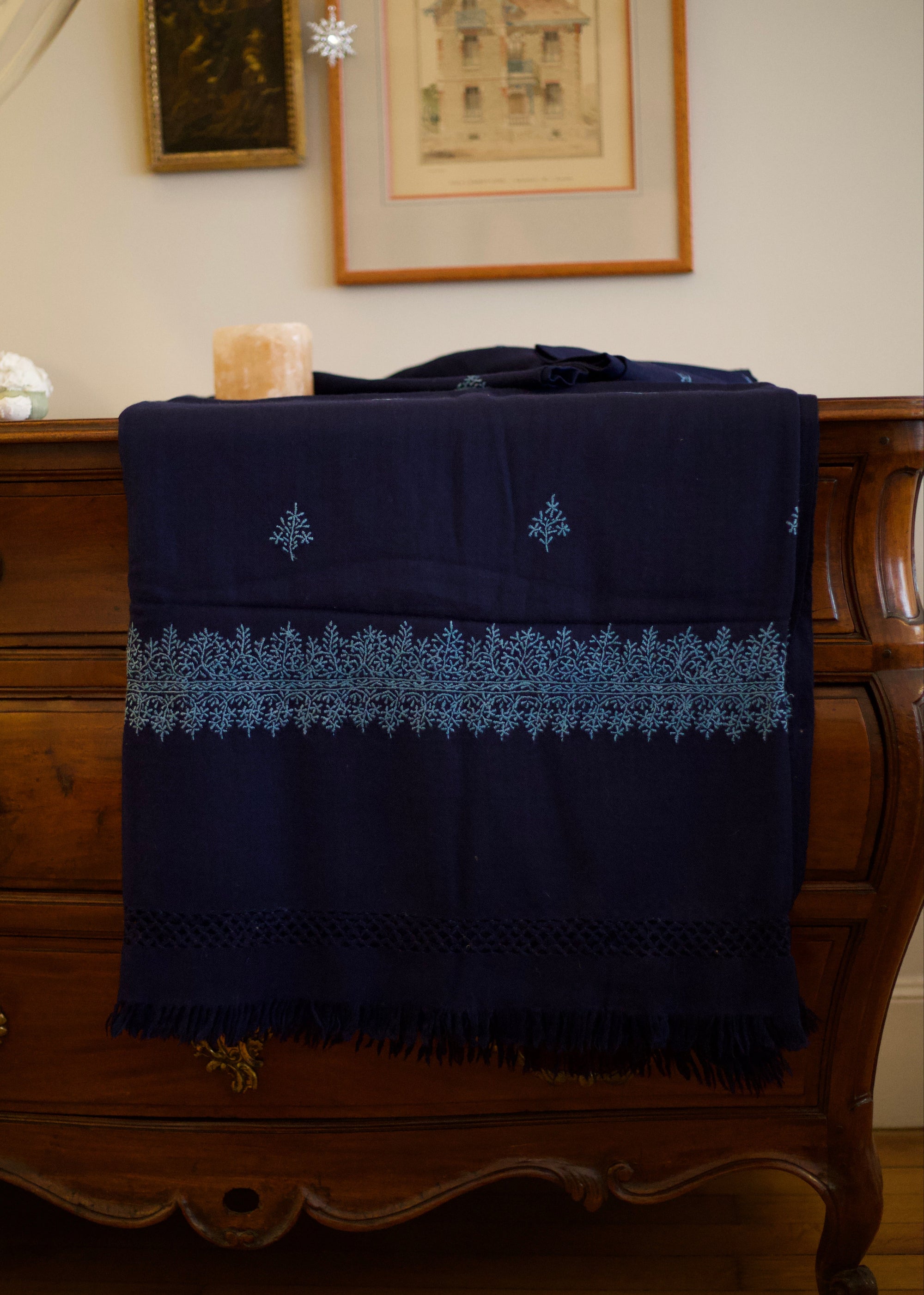 Chambi Bedspread with Sky Hues or Snow Shades