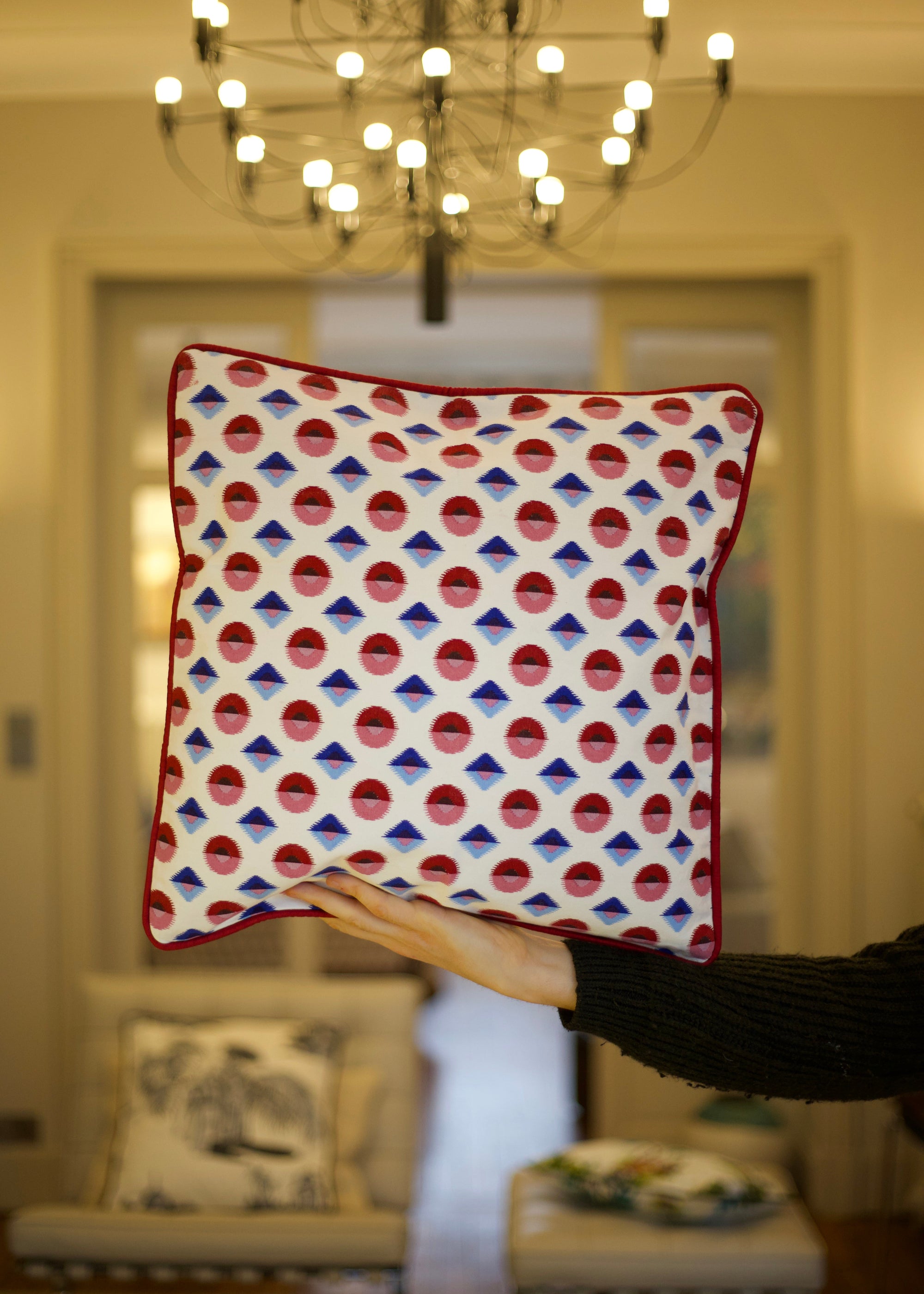 Geometric Red Cushion Cover